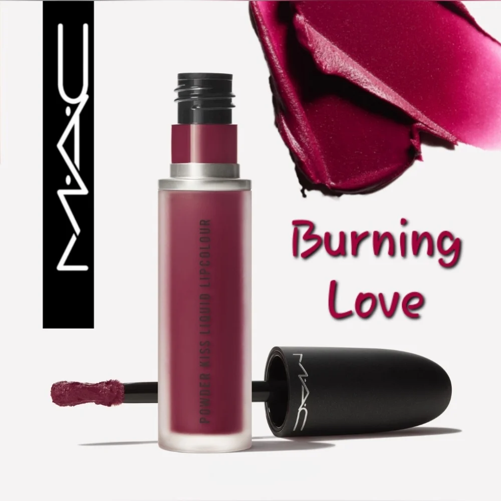 Mac Cosmetics Powder Kiss Liquid Lipstick Burning Love Berry Brand New in Box